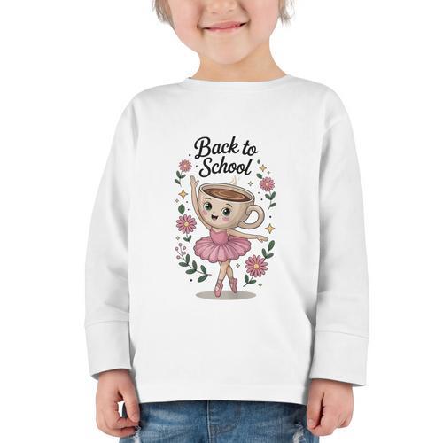 Ballerina Cappuccina Girls Italian Brainrot Back To School Graphic Toddler Long Sleeve Tee - Savourry