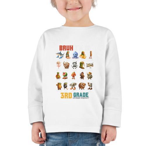 Bruh I’m In 3rd Grade Back To School Italian Brainrot Premium Tri-Blend Graphic Toddler Long Sleeve Tee - Savourry
