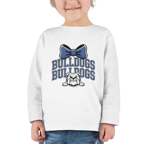 Bulldogs Mascot Team Spirit Sports Fan Back To School Graphic Toddler Long Sleeve Tee - Savourry