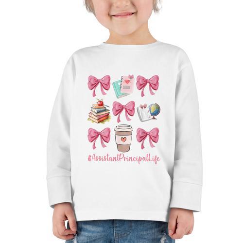 Cute Coquette Bows Assistant Principal Life Back To School Graphic Toddler Long Sleeve Tee - Savourry