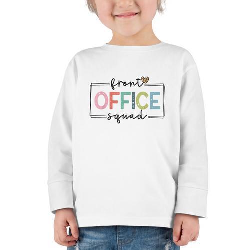 Cute Front Office Squad Secretary Admin Back To School Women Graphic Toddler Long Sleeve Tee - Savourry