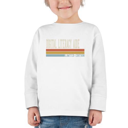 Digital Literacy Aide Week Retro Vintage Back To School Day Premium Tri-Blend Graphic Toddler Long Sleeve Tee - Savourry