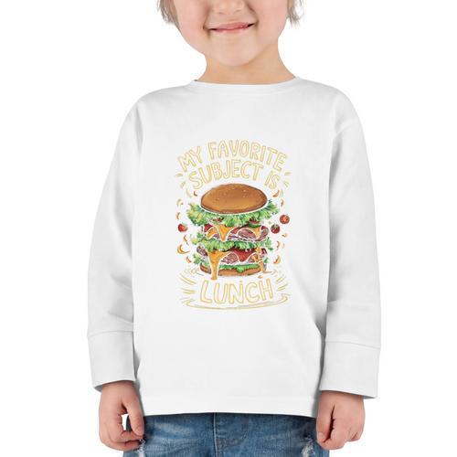 My Favorite Subject Is Lunch Hamburger Back To School Premium Tri-Blend Graphic Toddler Long Sleeve Tee - Savourry