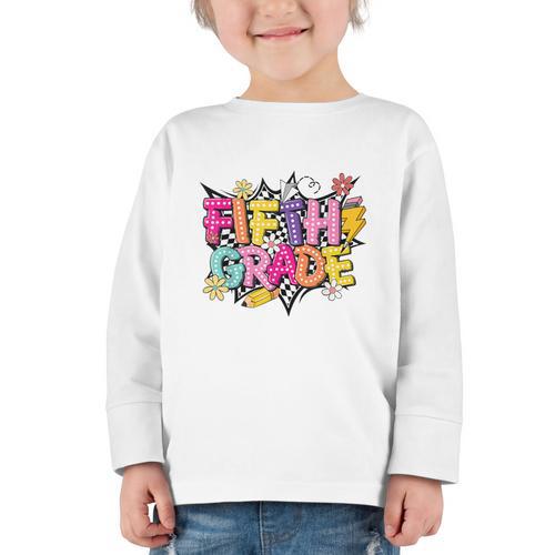 First Day Of School Fifth Grade Back To School Kids Graphic Toddler Long Sleeve Tee - Savourry