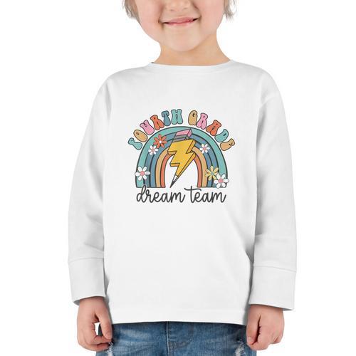 Fourth Grade Dream Team 1st Day Of 4th Grade Back To School Graphic Toddler Long Sleeve Tee - Savourry