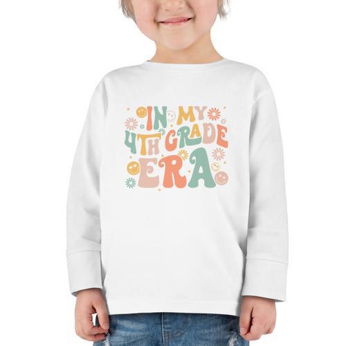 In My Fourth Grade Era Retro 4th Grade Back To School Graphic Toddler Long Sleeve Tee - Savourry