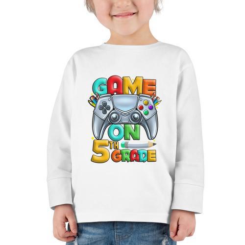 Game On 5th Grade Back To School 5th Grade Level Unlocked Performance Graphic Toddler Long Sleeve Tee - Savourry