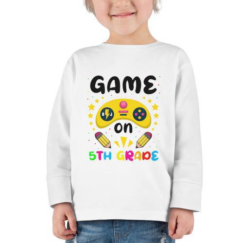 Game On 5th Grade Cute Video Gamer Back To School 20256Kids Graphic Toddler Long Sleeve Tee - Savourry