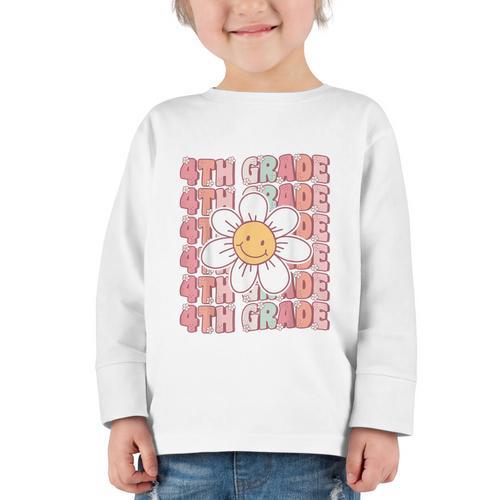 Groovy 4th Grade Back To School First Day Of Fourth Grade Graphic Toddler Long Sleeve Tee - Savourry