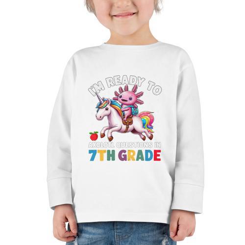 I'm Ready To Axolotl Questions In 7th Grade Back To School Premium Tri-Blend Graphic Toddler Long Sleeve Tee - Savourry
