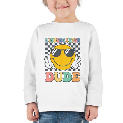 Kindergarten Dude First Day Of Kindergarten Back To School Graphic Toddler Long Sleeve Tee - Savourry