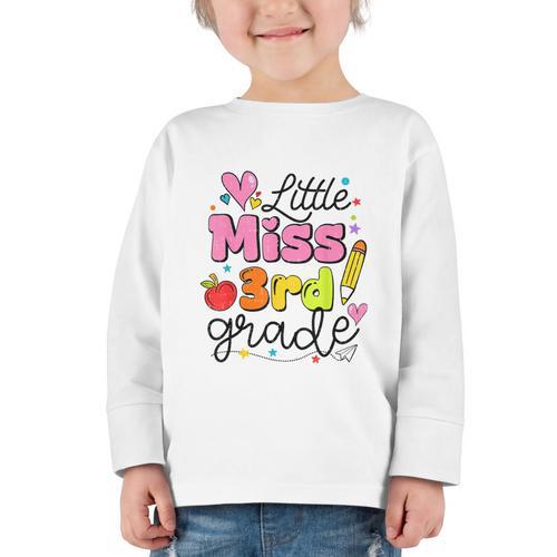 Little Miss 3rd Grade Back To School Cute Third Grade Girls Graphic Toddler Long Sleeve Tee - Savourry