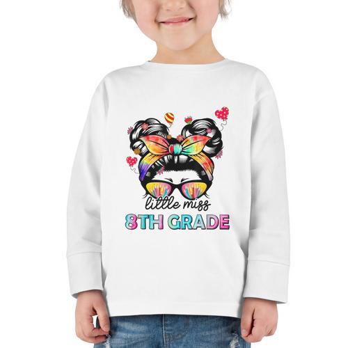 Little Miss Eighth Grade Back To School 8th Grade Girls Graphic Toddler Long Sleeve Tee - Savourry