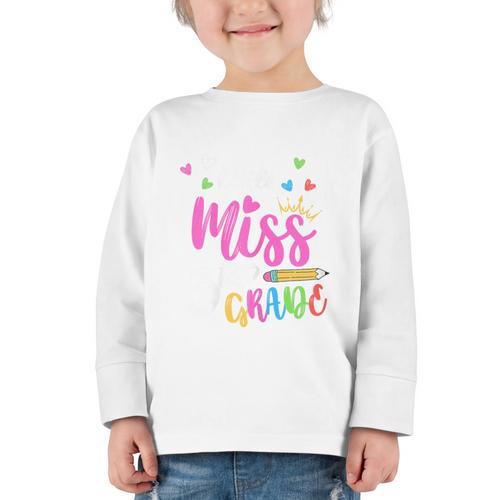 Little Misss Third Grade Back To School 3rd Grader Girl Graphic Toddler Long Sleeve Tee - Savourry