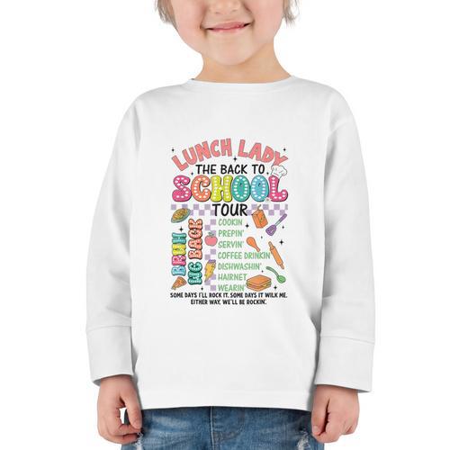 Lunch Cafeteria Crew Lady Back To School Tour Graphic Toddler Long Sleeve Tee - Savourry
