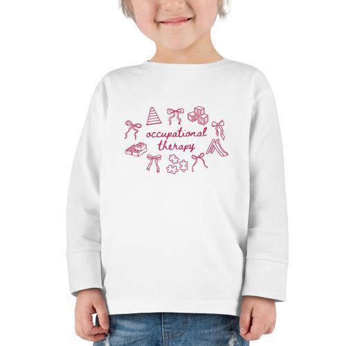 Occupational Therapy Coquette Bow OT COTA Back To School Graphic Toddler Long Sleeve Tee - Savourry
