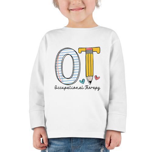 Pediatric Occupational Therapy Paper Pencil Back To School Graphic Toddler Long Sleeve Tee - Savourry