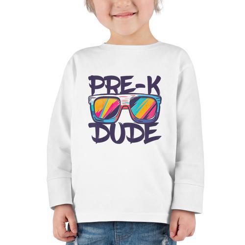 Pre-K Dude Shirt Graduation Back To School PreK Boy Girl Graphic Toddler Long Sleeve Tee - Savourry
