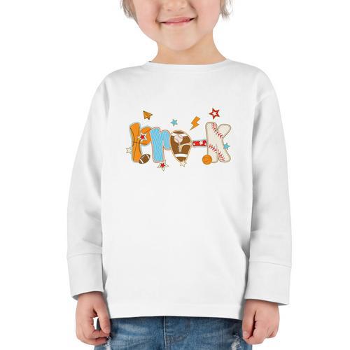 Pre K Preschool Football Basketball Baseball Back To School Graphic Toddler Long Sleeve Tee - Savourry