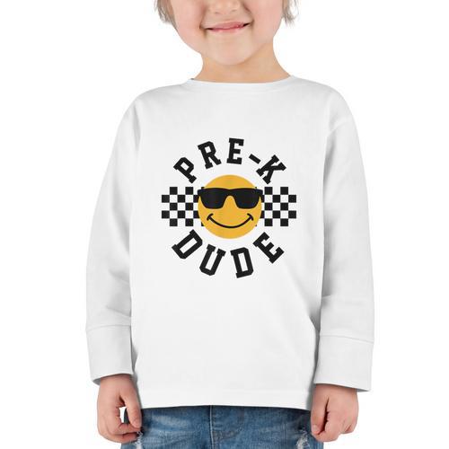 Preschool Dude Back To School Pre-K Students Kids Graphic Toddler Long Sleeve Tee - Savourry