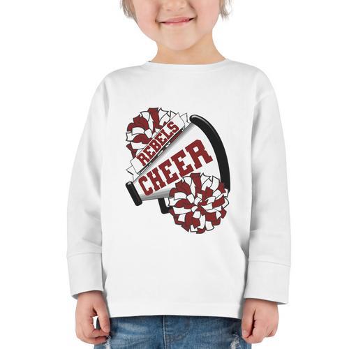 Rebels Cheer Back To School Cheerleading Spirit M Performance Graphic Toddler Long Sleeve Tee - Savourry