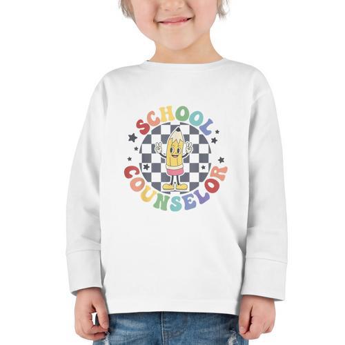 Retro Pencil School Counselor Back To School For Counselor Graphic Toddler Long Sleeve Tee - Savourry
