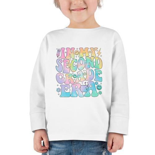 In My Second Grade Era Girl Tie Dye 2nd Grade Back To School Performance Graphic Toddler Long Sleeve Tee - Savourry