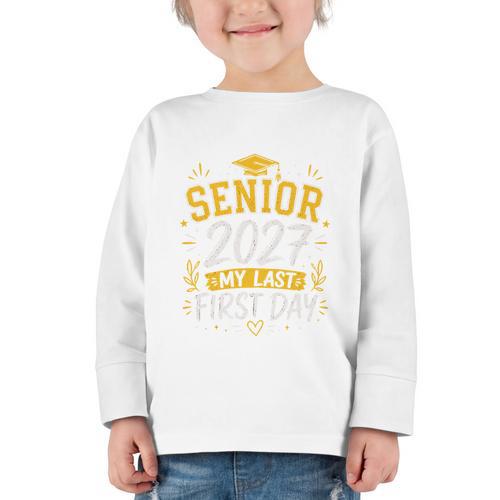 Senior 2027 My Last First Day Class Of 27 Back To School Graphic Toddler Long Sleeve Tee - Savourry