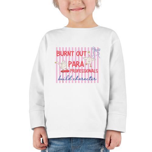 Striped Burnt Out Para Paraprofessional Back To School Graphic Toddler Long Sleeve Tee - Savourry