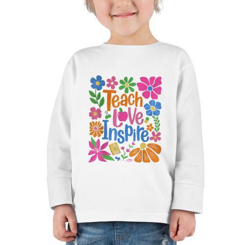 Teach Love Inspire Back To School Graphic Toddler Long Sleeve Tee - Savourry