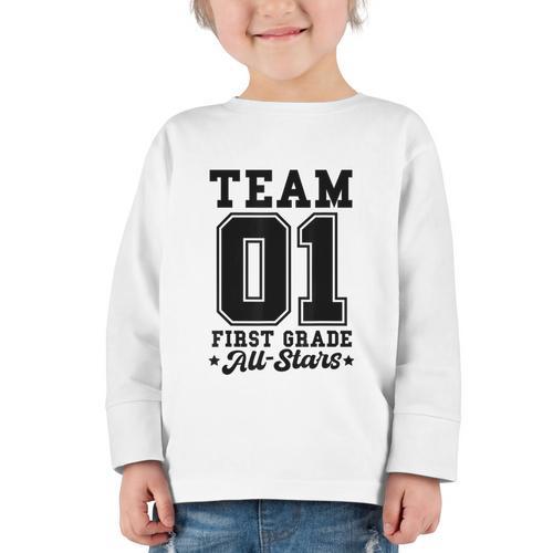 Team 1st Grade All-Stars Back To School Sports Jersey Graphic Toddler Long Sleeve Tee - Savourry