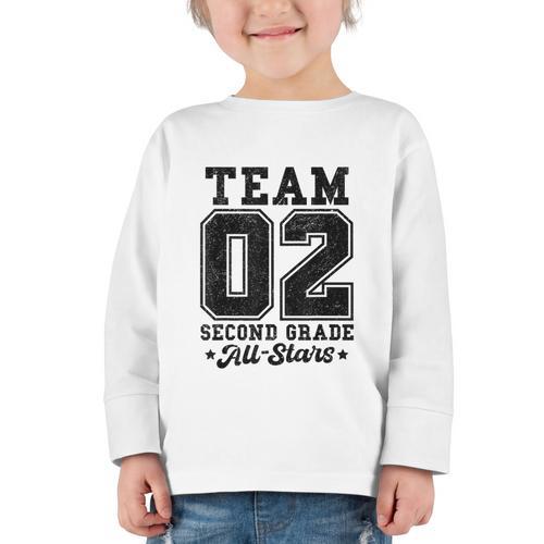 Team 2nd Grade All-Stars Back To School Sports Jersey Graphic Toddler Long Sleeve Tee - Savourry