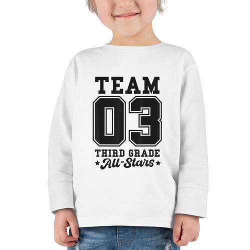 Team 3rd Grade All-Stars Back To School Sports Jersey Graphic Toddler Long Sleeve Tee - Savourry