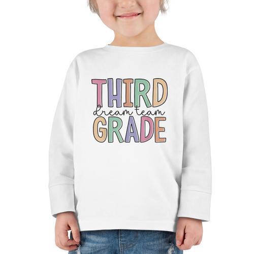 Third Grade Dream Team Back To School 3rd Grade Graphic Toddler Long Sleeve Tee - Savourry
