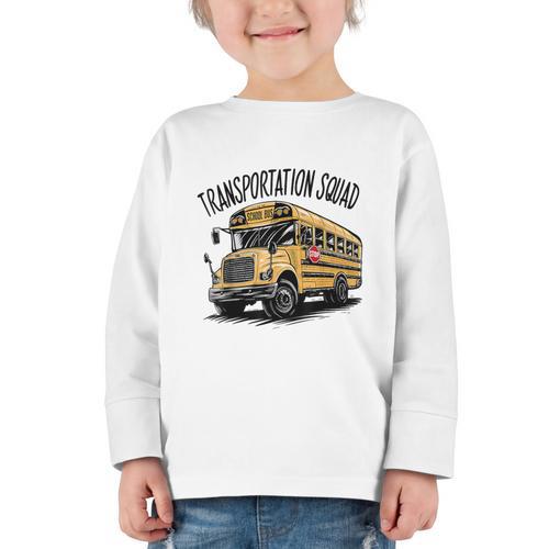 Transportation Squad Bus Drivers Back To School Graphic Toddler Long Sleeve Tee - Savourry