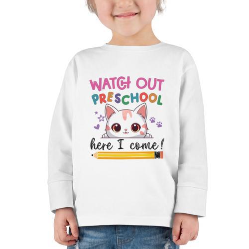 Watch Out Preschool Here I Come Girls Back To School Performance Graphic Toddler Long Sleeve Tee - Savourry