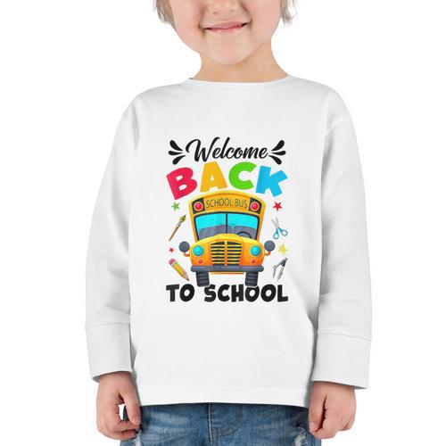 Welcome Back To School Outfit School Bus Driver Graphic Toddler Long Sleeve Tee - Savourry