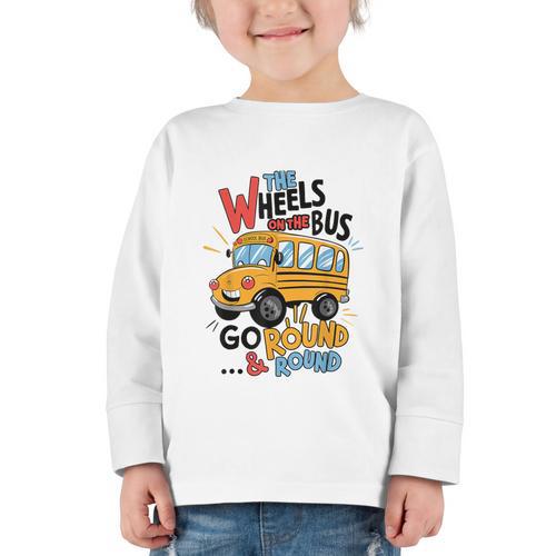 The Wheels On The Bus Toddler Kids Back To School Graphic Toddler Long Sleeve Tee - Savourry