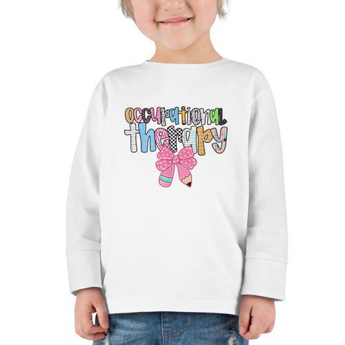 Women Occupational Therapy OT Pencil Bow Back To School COTA Graphic Toddler Long Sleeve Tee - Savourry