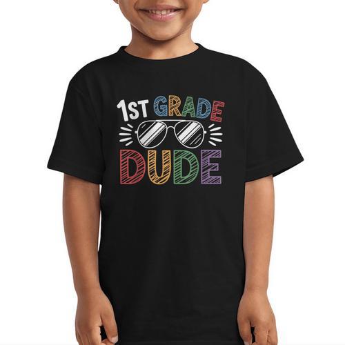 1st Grade Dude Sunglasses First Day Of Back To School Boys Graphic Kid T-Shirt - Savourry
