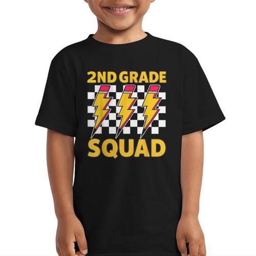 2nd Grade Lightning Bolt Second Grade Squad Back To School Graphic Kid T-Shirt - Savourry