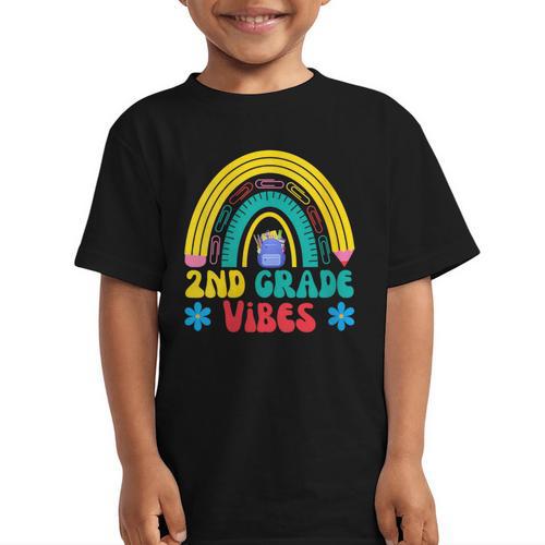 2nd Grade Vibes Back To School Rainbow Second Grade Graphic Kid T-Shirt - Savourry