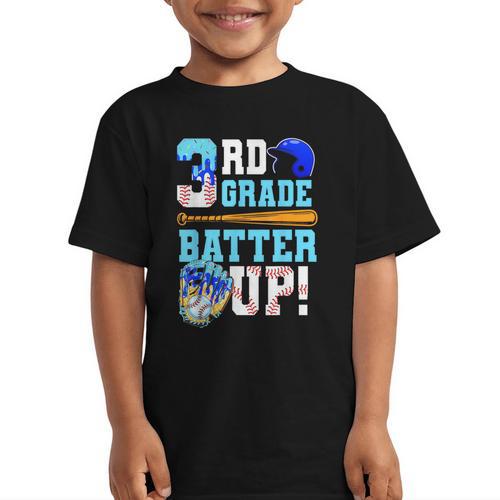 3rd Grade Back To School Baseball Drip Ice Cream Batter Up Graphic Kid T-Shirt - Savourry