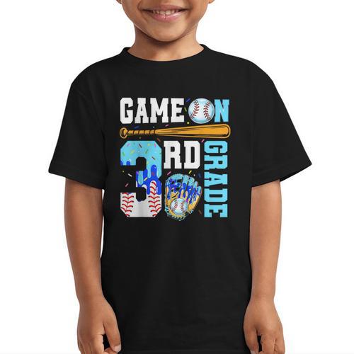 3rd Grade Back To School Baseball Drip Ice Cream Game On Graphic Kid T-Shirt - Savourry