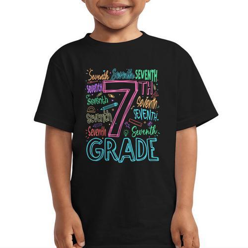 7th Grade Typography Team Seventh Grade Back To School Kids Graphic Kid T-Shirt - Savourry