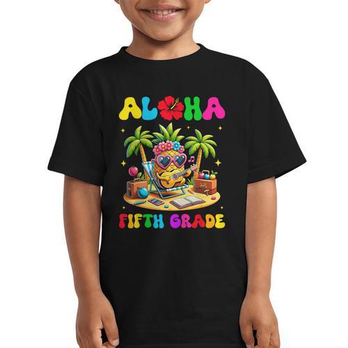 Aloha Fifth Grade Pineapple Hawaii Back To School Kids Girl Graphic Kid T-Shirt - Savourry