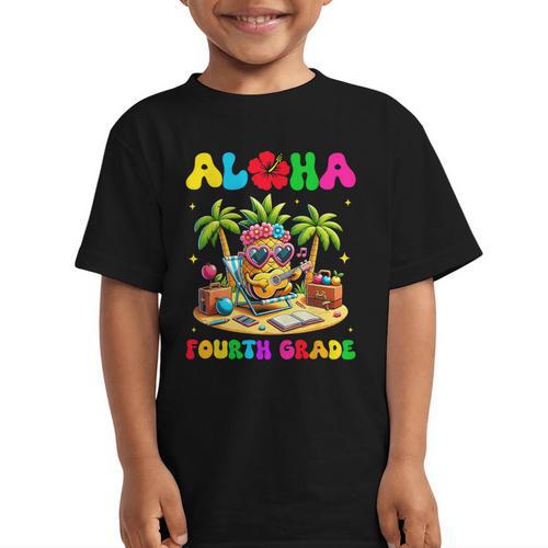 Aloha Fourth Grade Pineapple Hawaii Back To School Kids Girl Graphic Kid T-Shirt - Savourry