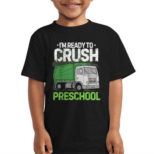 Back To School First Day Of Preschool Garbage Truck Boys Graphic Kid T-Shirt - Savourry