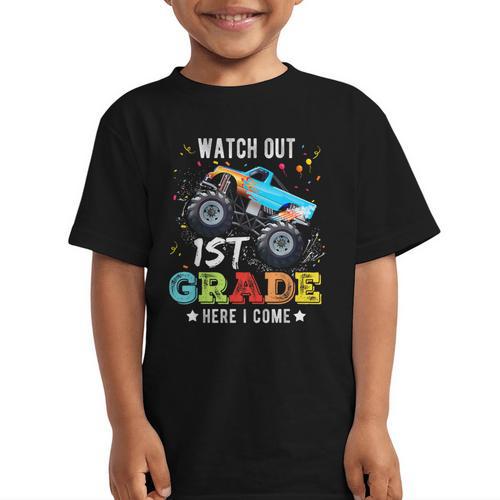 Back To School First Grade Here I Come For Boy Kids Truck Graphic Kid T-Shirt - Savourry