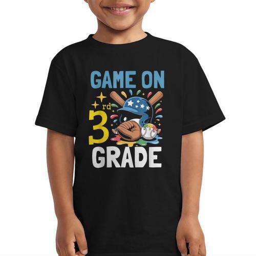 Back To School Game On Third Grade Baseball First Day Boys Graphic Kid T-Shirt - Savourry